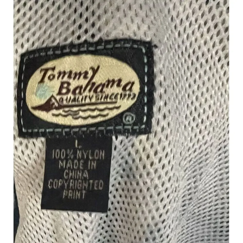 Tommy‎ Bahama Relax Men's Hawaiian Print Swim Trunks Brown/Navy/Ivory Size L